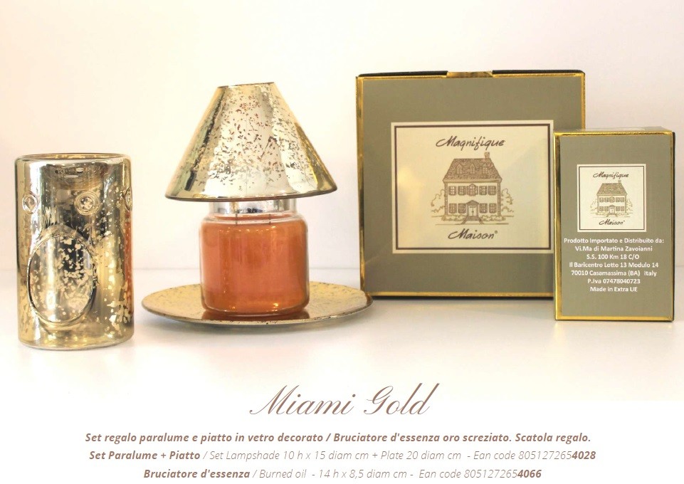 Set Paralume + Piatto Miami In Vetro Oro Rosa - Per Candele In Vasetto, Crea Atmosfera Calda E Romantica - Foto 5